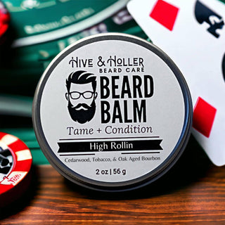 High Rollin Beard Balm – Cedarwood, Tobacco, & Aged Bourbon